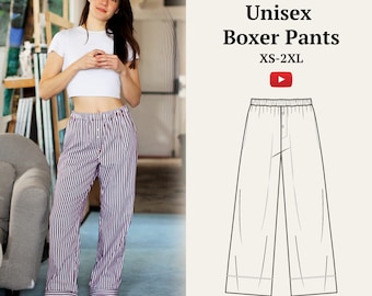 Unisex Boxer Pajama Pants XS-2XL #diyboxerpants PDF Sewing Pattern