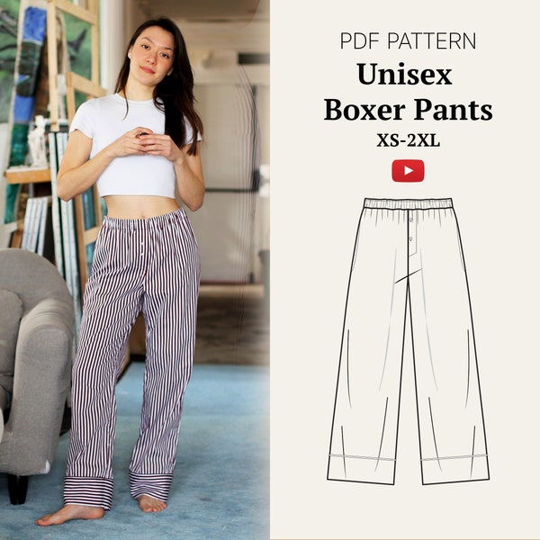 Pantalon de pyjama boxer unisexe XS-2XL #diyboxerpants Patron de couture PDF