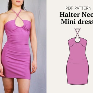 Halterneck Bodycon-miniklänning i jersey #deltadiydress PDF-sömnadsmönster