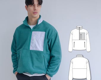 Quarter Zip Fleece Sweatshirt For Men BALTO PDF Sewing Pattern