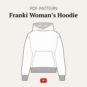 女性用パーカー初心者向け PDF 縫製パターン (英語とフランス語)