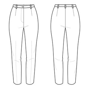 Puede incluir: Un dibujo de l&iacute;nea de un pantal&oacute;n de cintura alta y pierna recta.