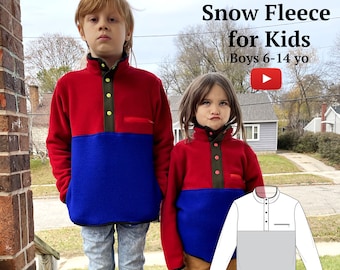 Half Snap Polar Fleece Sweatshirt for Boys 6-14 yo PDF Sewing Pattern