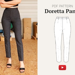 Slim Fit High Waisted Pants Doretta Digital Download PDF Sewing Pattern