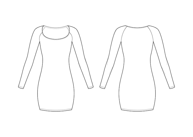 Bodycon Boat Neck Jersey Mini Dress thetadiydress PDF Sewing Pattern