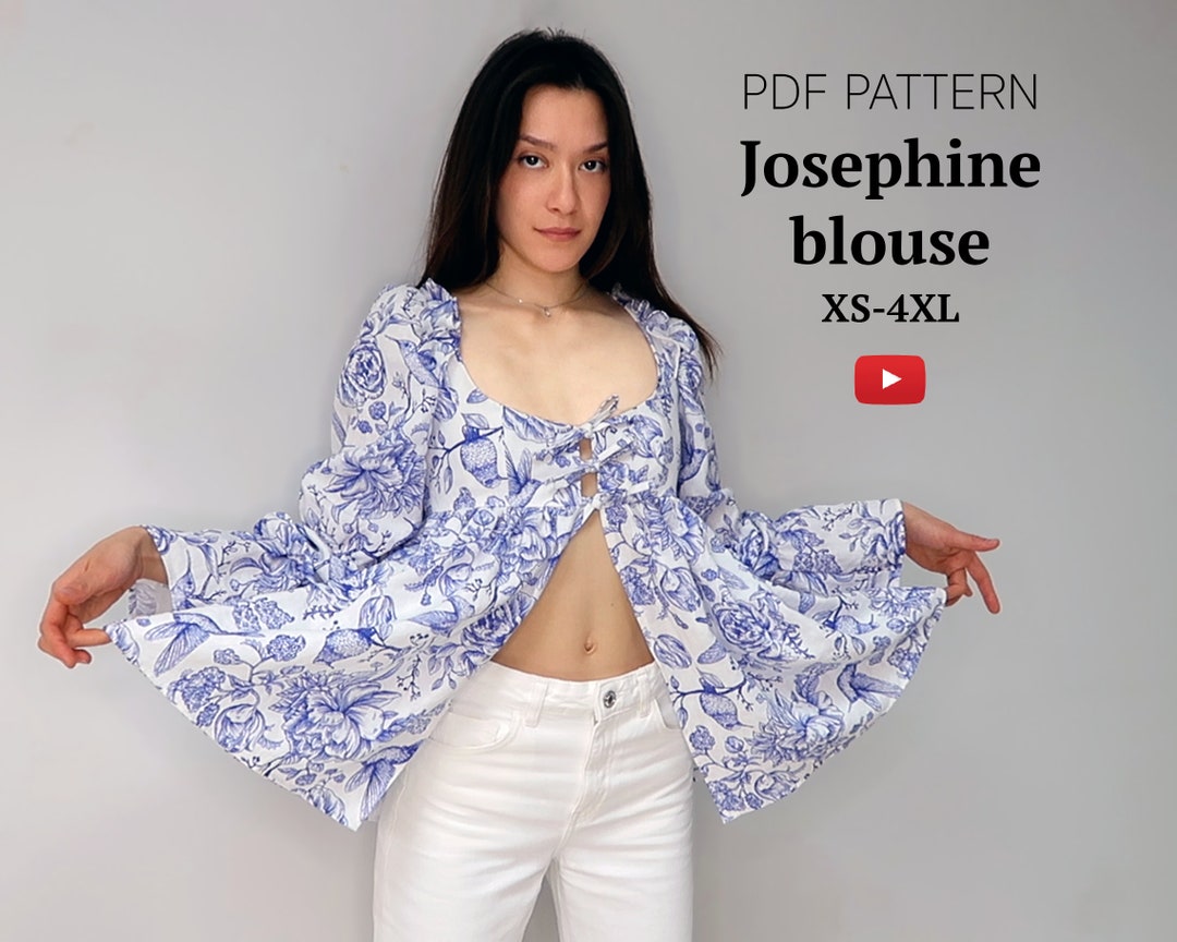 Josephine Ruffle + Puff Sleeves Blouse PDF Sewing Pattern - Etsy