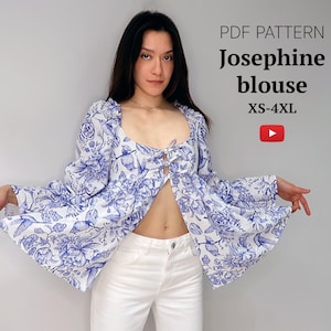 Josephine Ruffle + Puff Sleeves Blouse PDF Sewing Pattern