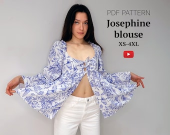 Josephine Ruffle + Puff Sleeves Blouse PDF Sewing Pattern