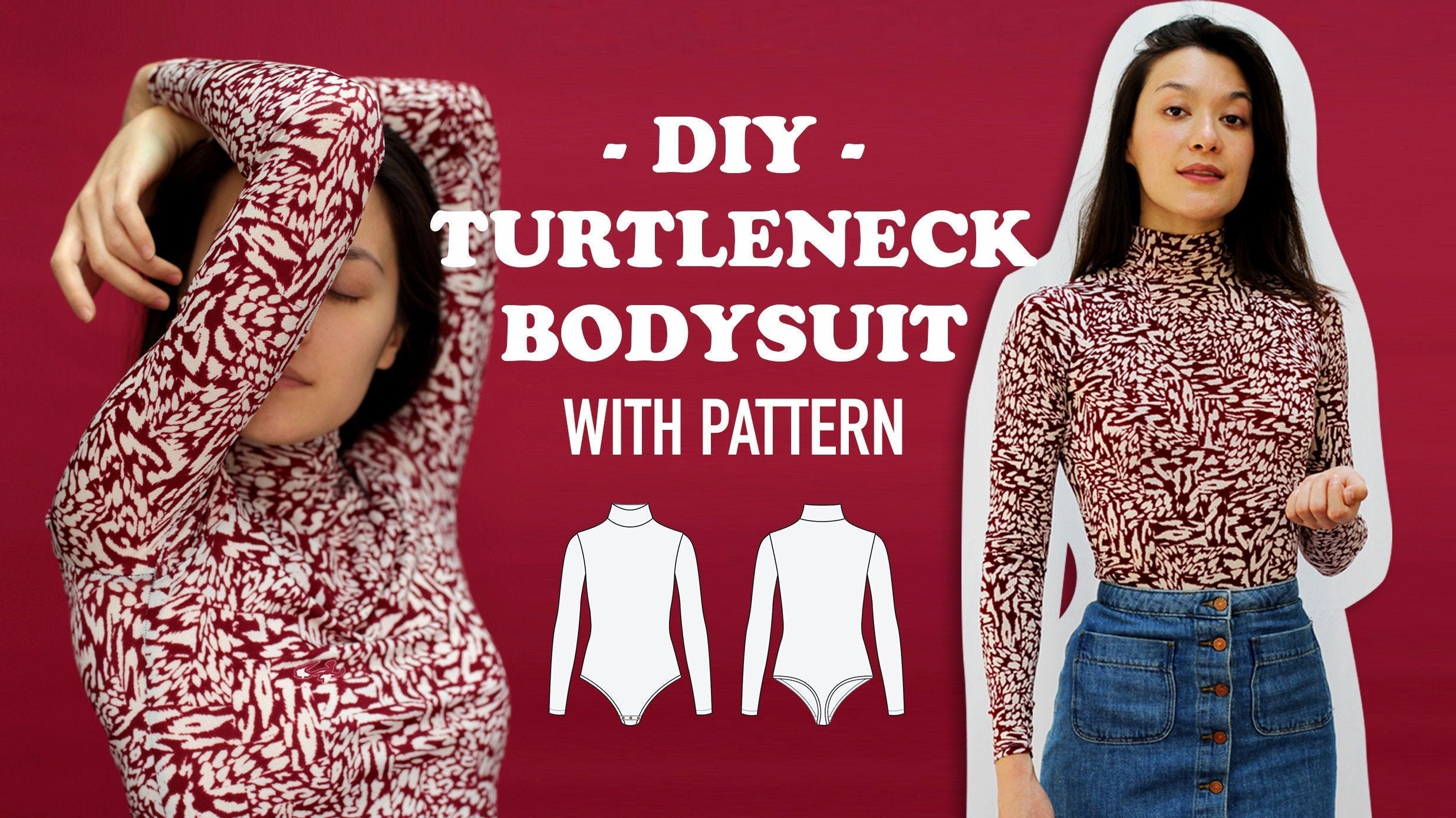 Turtleneck bodysuit sukibodysuit PDF Sewing Pattern Etsy España