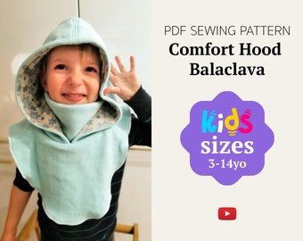 Comfort Hood Balaclava Hat Kids sizes PDF sewing pattern (English, German, French)
