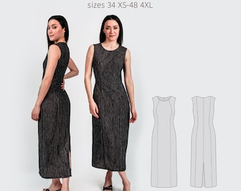Sleeveless Long Slit Dress #athensdiydress Digital Sewing Pattern