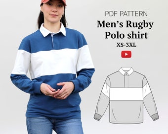 Ovali Herren-Rugby-Poloshirt XS-3XL PDF-Schnittmuster