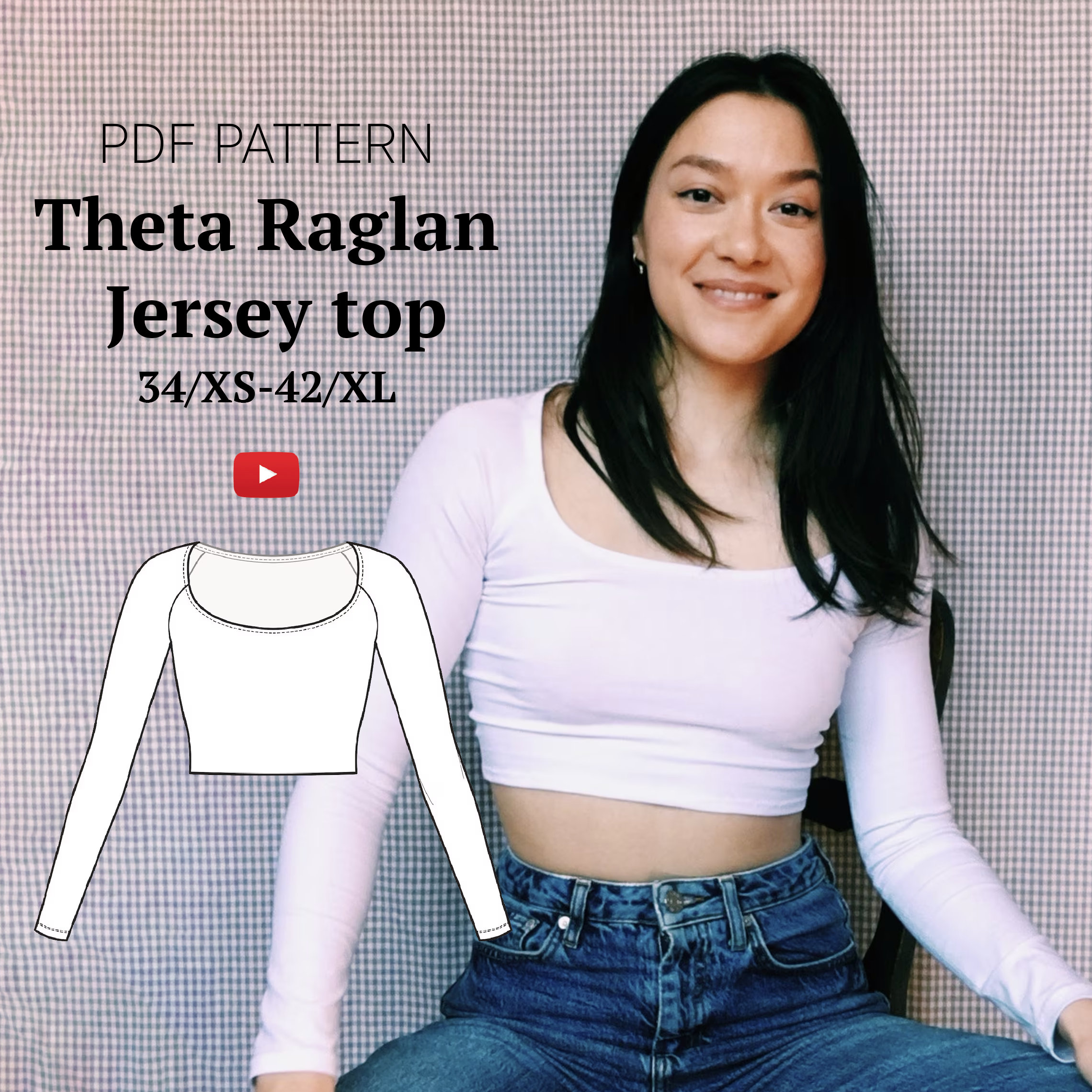 Crop Top Raglan Sleeve Jersey Top #thetadiytop PDF Sewing