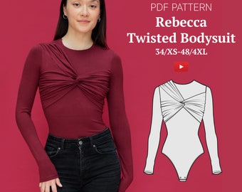 Patron de couture PDF - Body drapé torsadé Rebecca