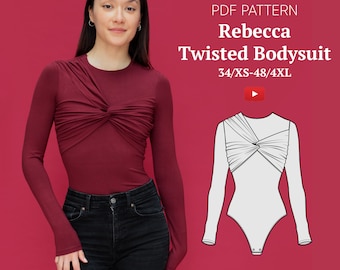 Rebecca Twisted Draped Bodysuit PDF Sewing Pattern