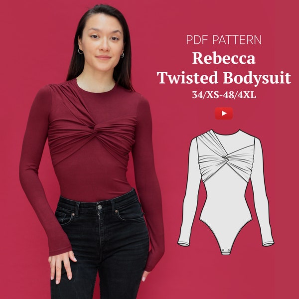 Patron de couture PDF - Body drapé torsadé Rebecca