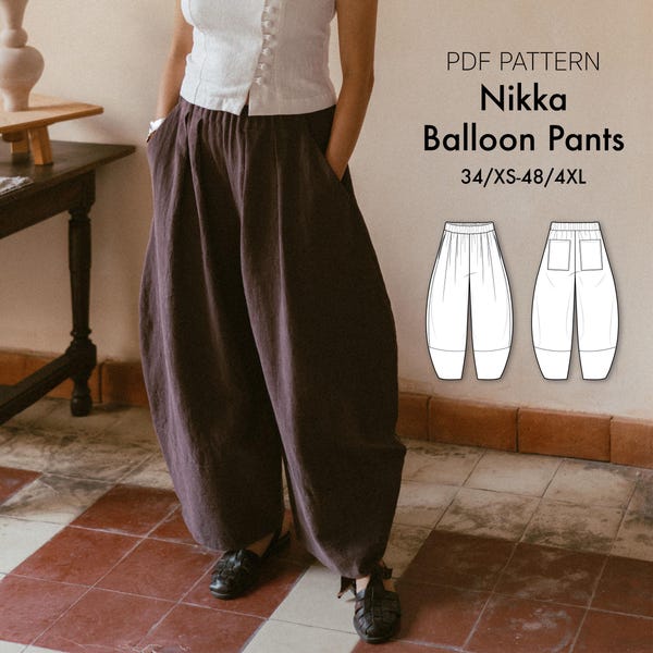 Balloon Barrel Legs Nikka Pants Women's Digital Sewing Pattern