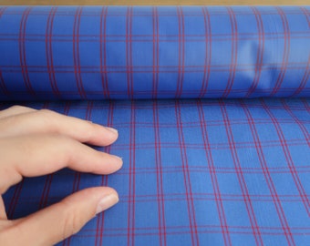Blue red checkered waterproof cotton canvas fabric