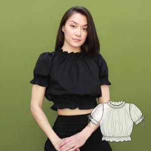 Babydoll-topp i PDF-format, storlek 34/XS till 44/XXL