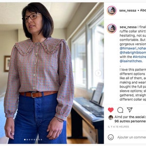 3 Ruffle Collars + 3 Puffy Sleeves Blouse PDF Pattern Antoinette Shirt ...