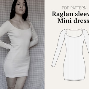 Bodycon Boat Neck Jersey Mini Dress #thetadiydress PDF Sewing Pattern