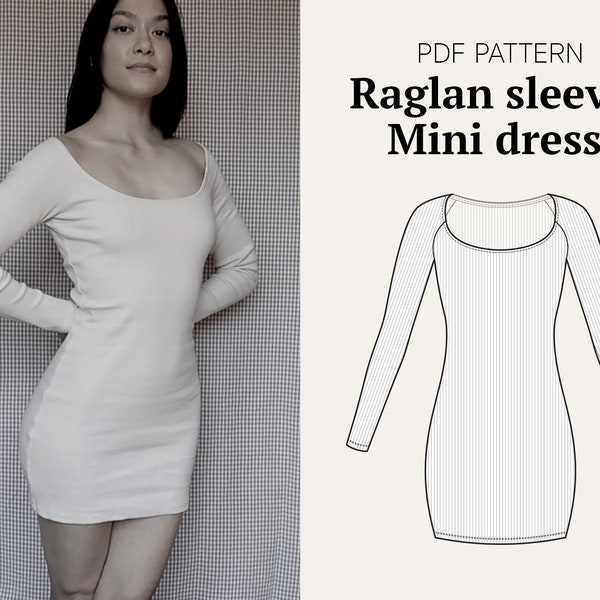 Bodycon Boat Neck Jersey Mini Dress #thetadiydress PDF Sewing Pattern