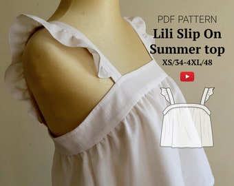 Easy Slip On Summer Top PDF Digital Sewing Pattern (English and French)