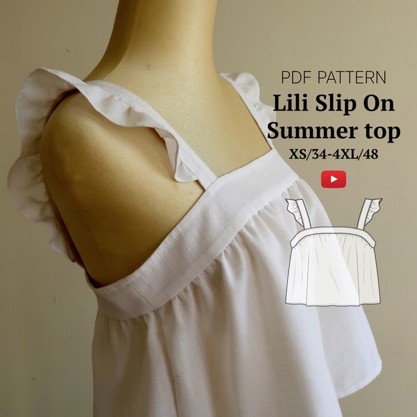 Easy Slip On Summer Top PDF Digital Sewing Pattern (English and French)