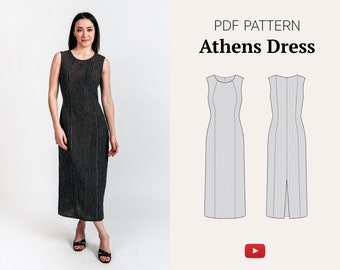 Sleeveless Long Slit Dress #athensdiydress Digital Sewing Pattern