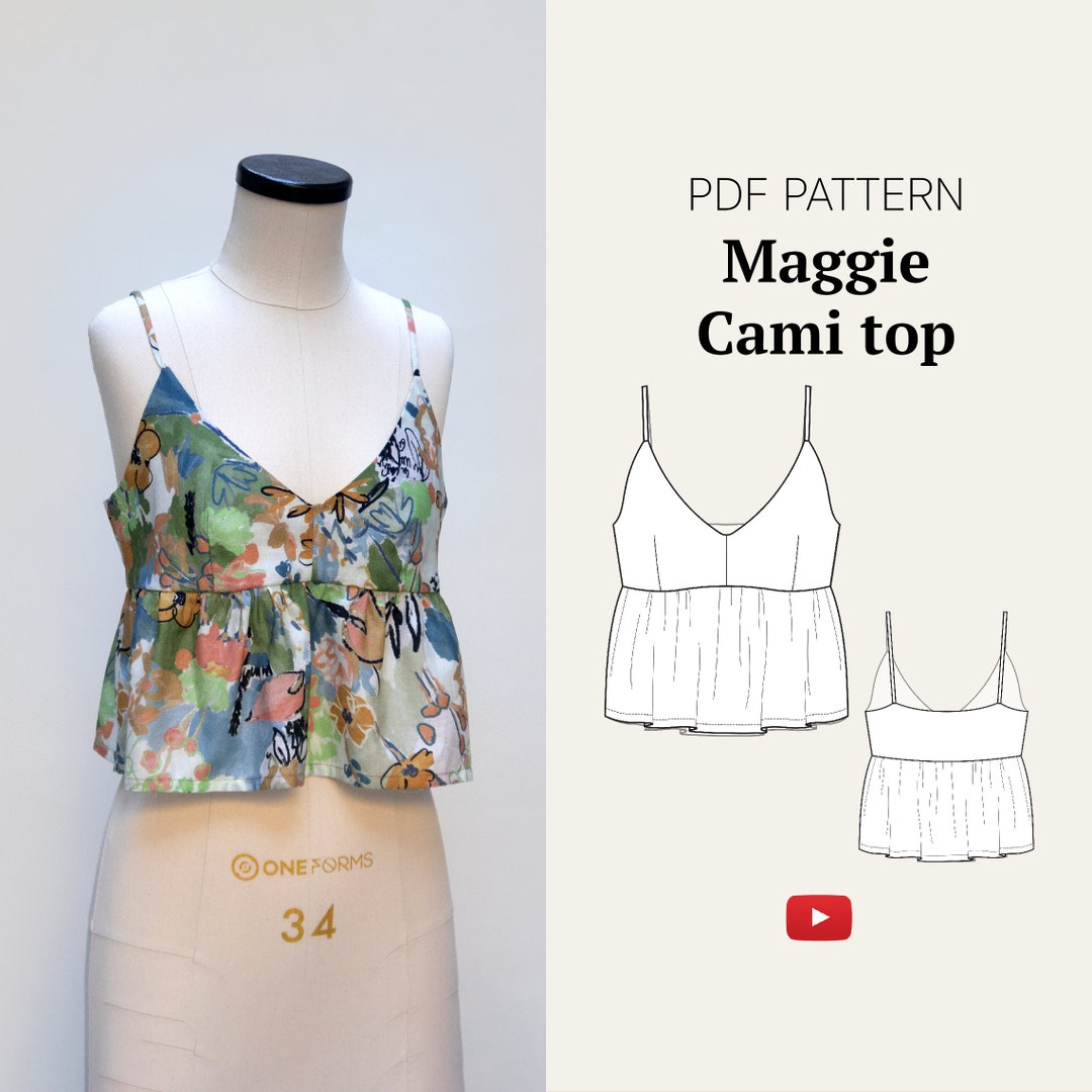 Scoop Neck Cami Top PDF Sewing Pattern Slip Shirt with