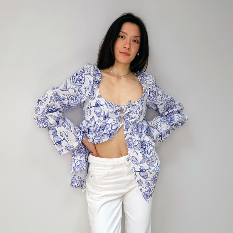 Josephine Ruffle + Puff Sleeves Blouse PDF Sewing Pattern - Etsy