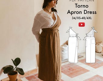 Apron Maxi Dress Torno women's PDF Sewing Pattern