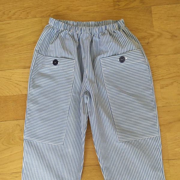 Pantalon "Acanthe" / rayé bleu / grandes poches