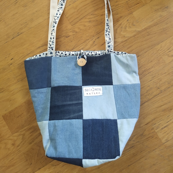 Sac patchwork en jean et coton recyclé