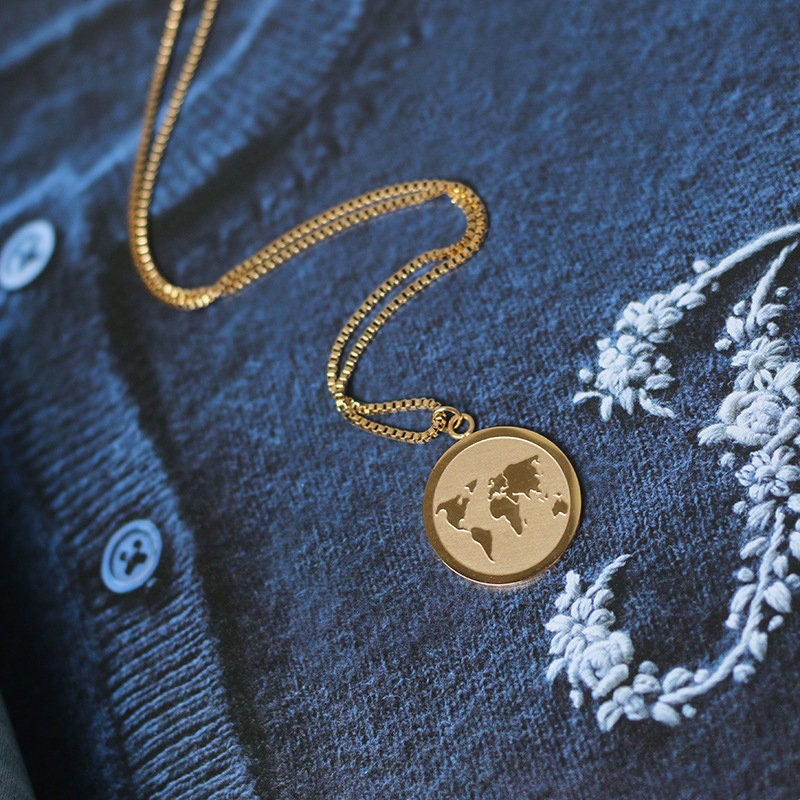 Gold Coin Necklace World-gold Medallion Necklace-world Gold - Etsy UK