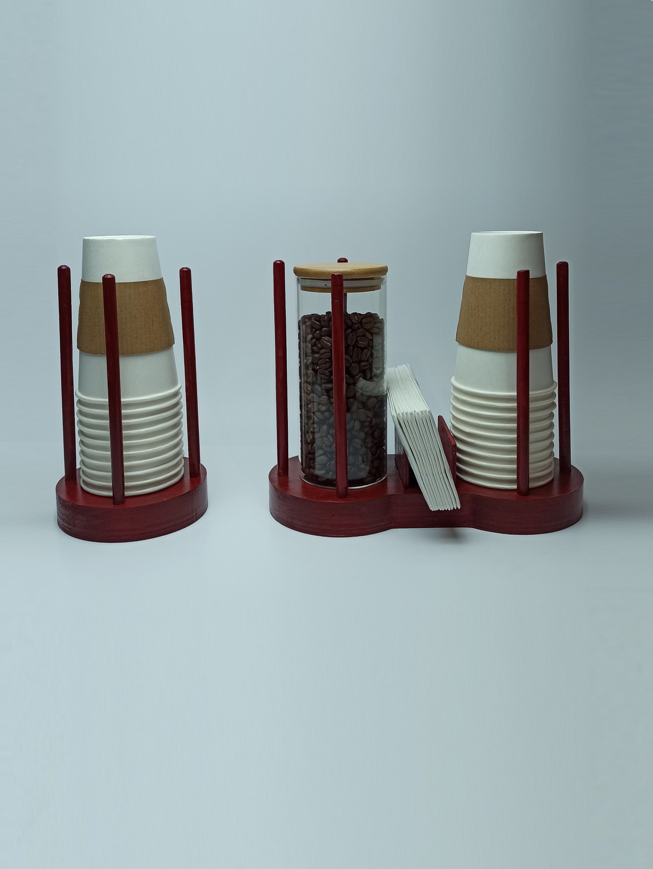 New Style Wooden Dark RED Cup Holder Red Cup Holder Wooden Etsy