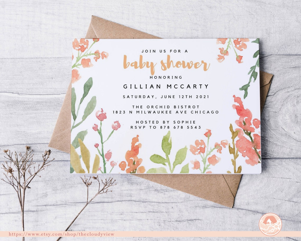 Editable Baby shower invitation edit in canva and download Etsy