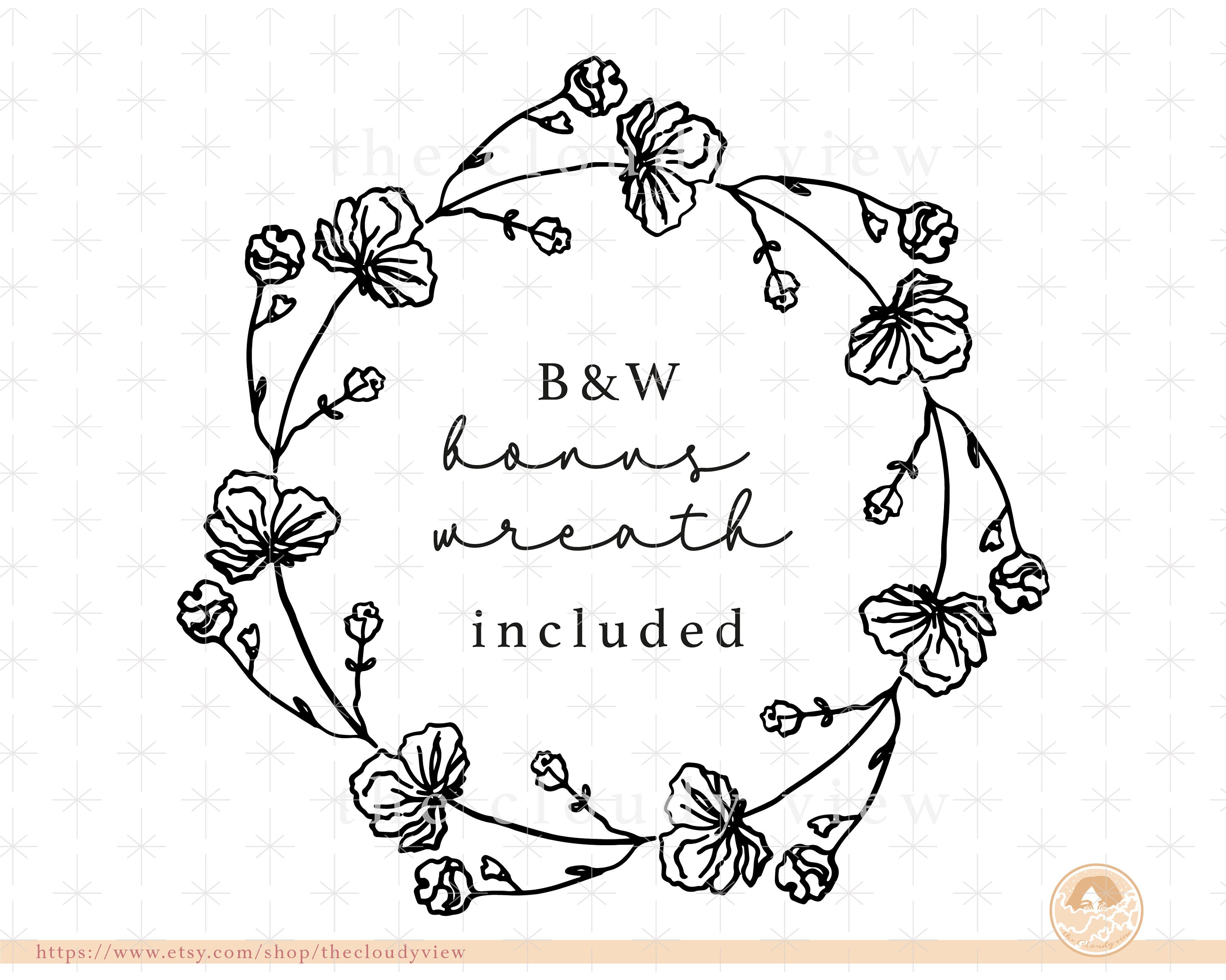 Watercolor floral frames PNGSVG flower circleleaves clip | Etsy