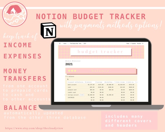 Notion Budget Tracker Template Record Your EXPENSES INCOME Etsy Nederland
