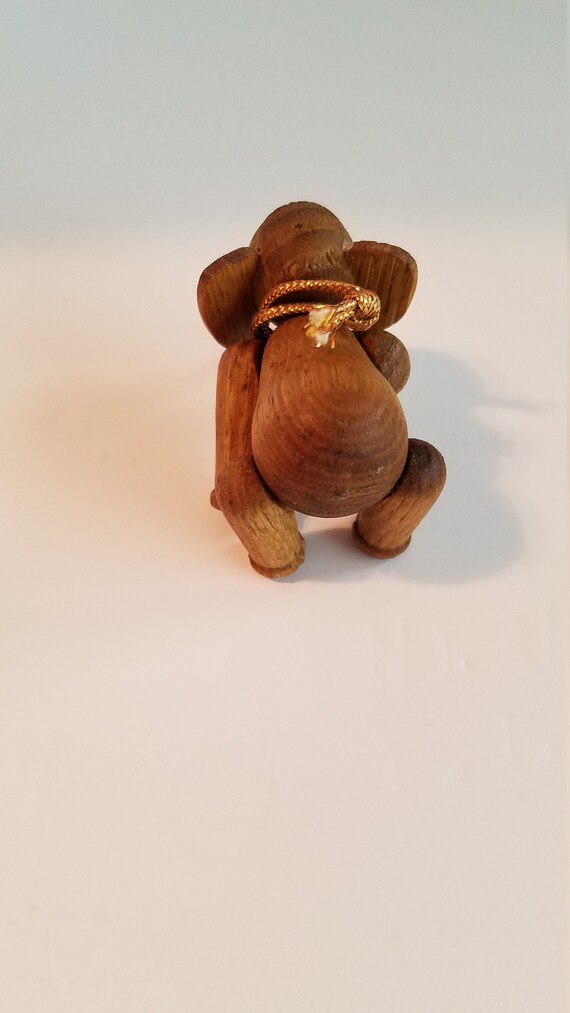 Vintage Zoo Line Match Box Wooden Elephant Figurine with Box and