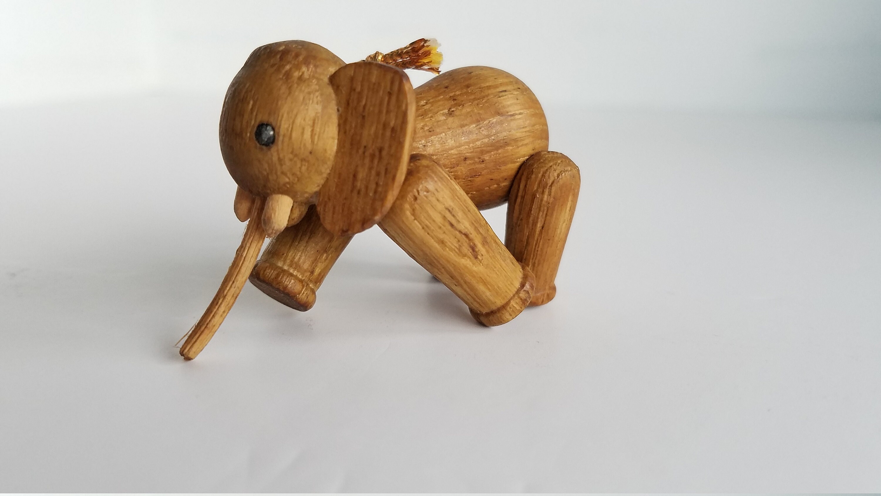 Vintage Zoo Line Match Box Wooden Elephant Figurine with Box and