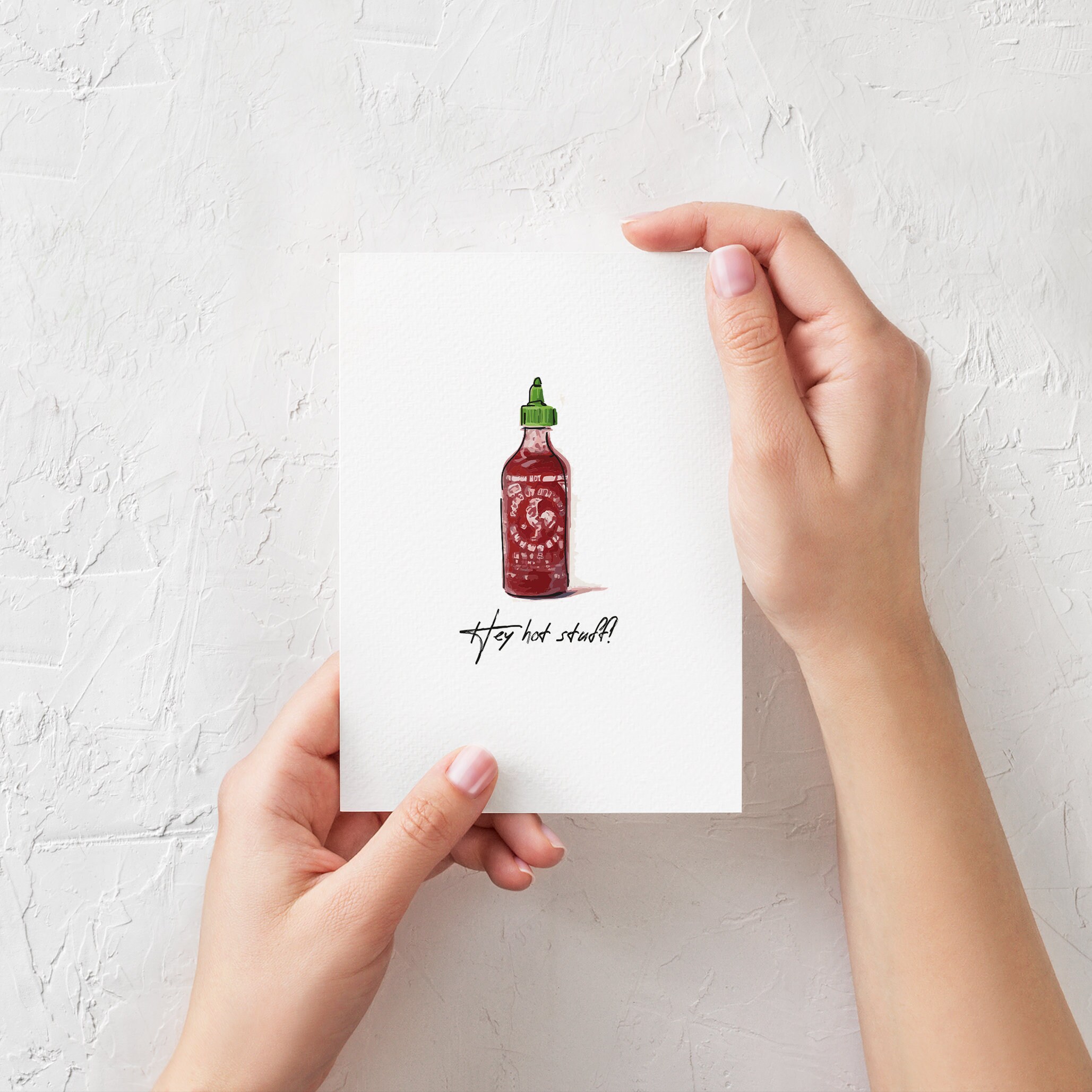 Hey Hot Stuff A6 Hot Sauce pun card Etsy