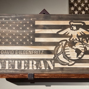 Carved Wood Marine Veteran Flag, Navy sailor, United States Military, Hero,Soldier,Custom,Personalized wall hanger,memorial,Sign,Handcrafted