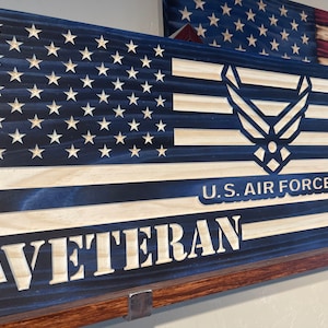 Carved Wood Air Force Veteran Flag, Airman, United States Military, Hero, Soldier, Custom, Personalized wall hanger, memorial, Sign,