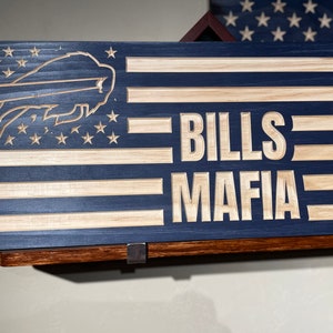 Carved Buffalo Bills Flag, Handcrafted, Football, Sports Fan, Buffalo Pride, Bills Mafia, Wall Hanger, Rustic Design, Mancave, Sign