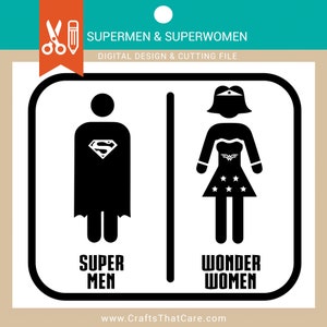ENSEIGNES | Super Men et Wonder Women | SVG | PNG | Couper le fichier | Téléchargement instantané