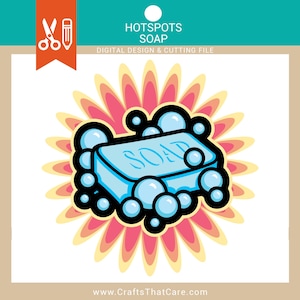 HOT SPOTS | Bar of Soap, Soap Bubbles, Bathroom Decor, SVG, Png, Retro Exclamation, Digital Download