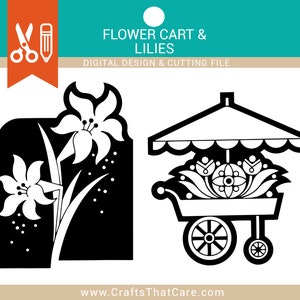 Blumenwagen | Blumenstrauß aus Lilien | SVG | Digitaler Download | Geschnittene Datei | Sofort Download