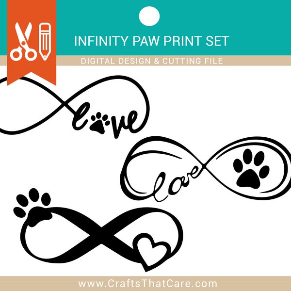 Infinity Paw Print, coeur et empreinte de patte infinity, infinity svg, Paw Print Heart SVG, Dog SVG, Fur Mom svg, Dog Mom svg, Cat mom svg