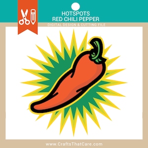 HOT SPOTS | Red Pepper, Hot Pepper, Chili Pepper, SVG, Png, Retro Exclamation, Digital Download